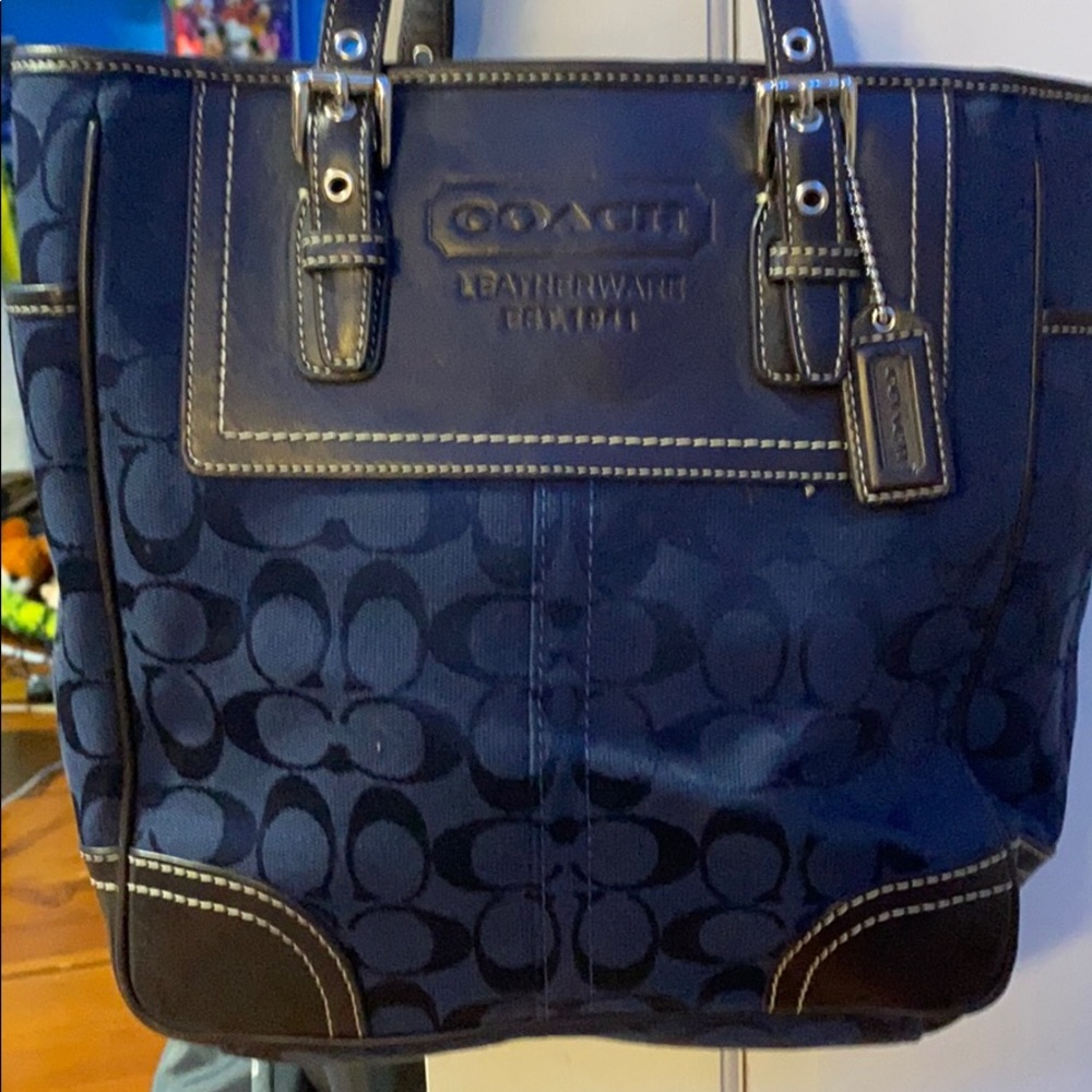 Authentic Navy Blue Coach Handbag